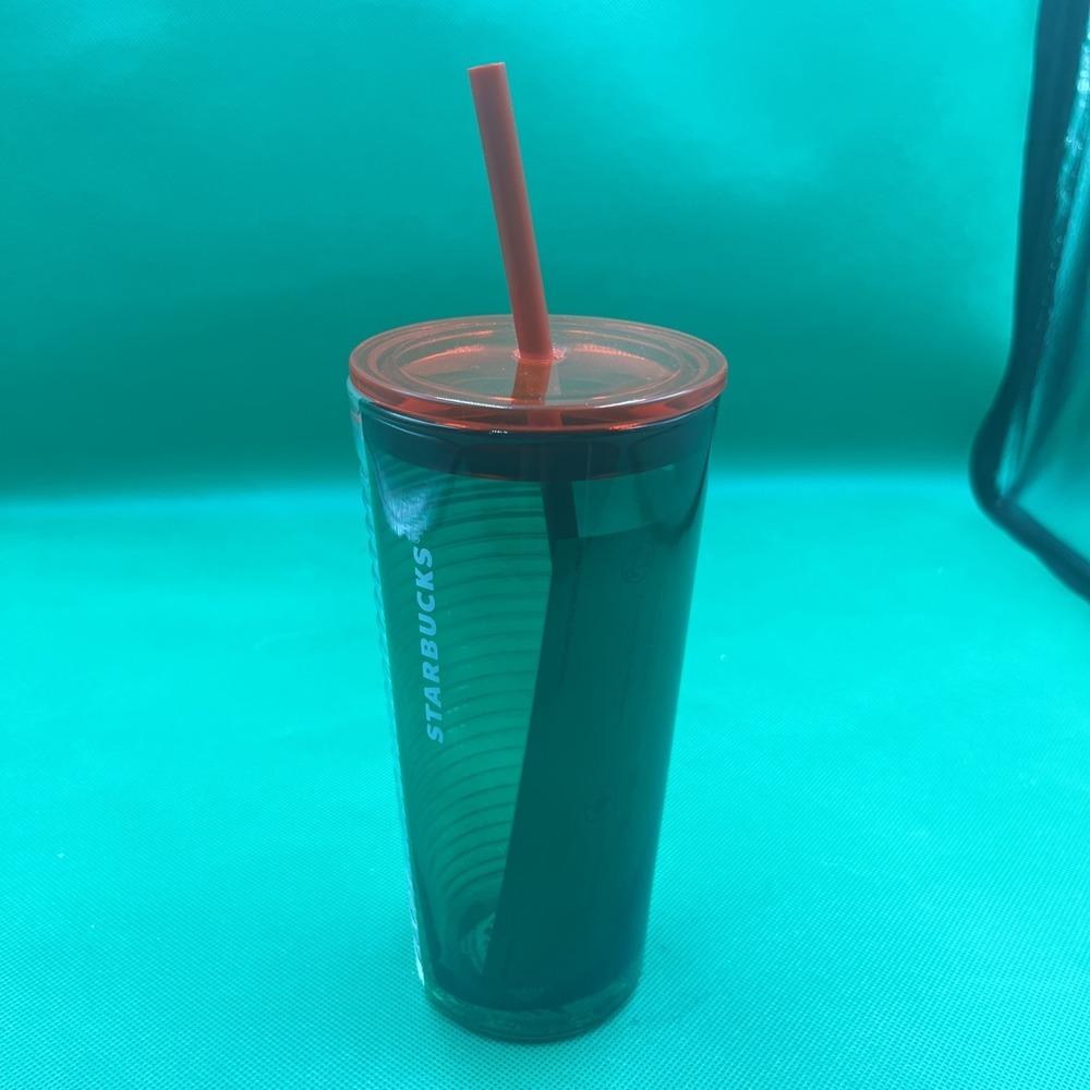 Starbucks Holiday 2021 Tricolor Green Tumbler Glass 18oz With Original Red Straw